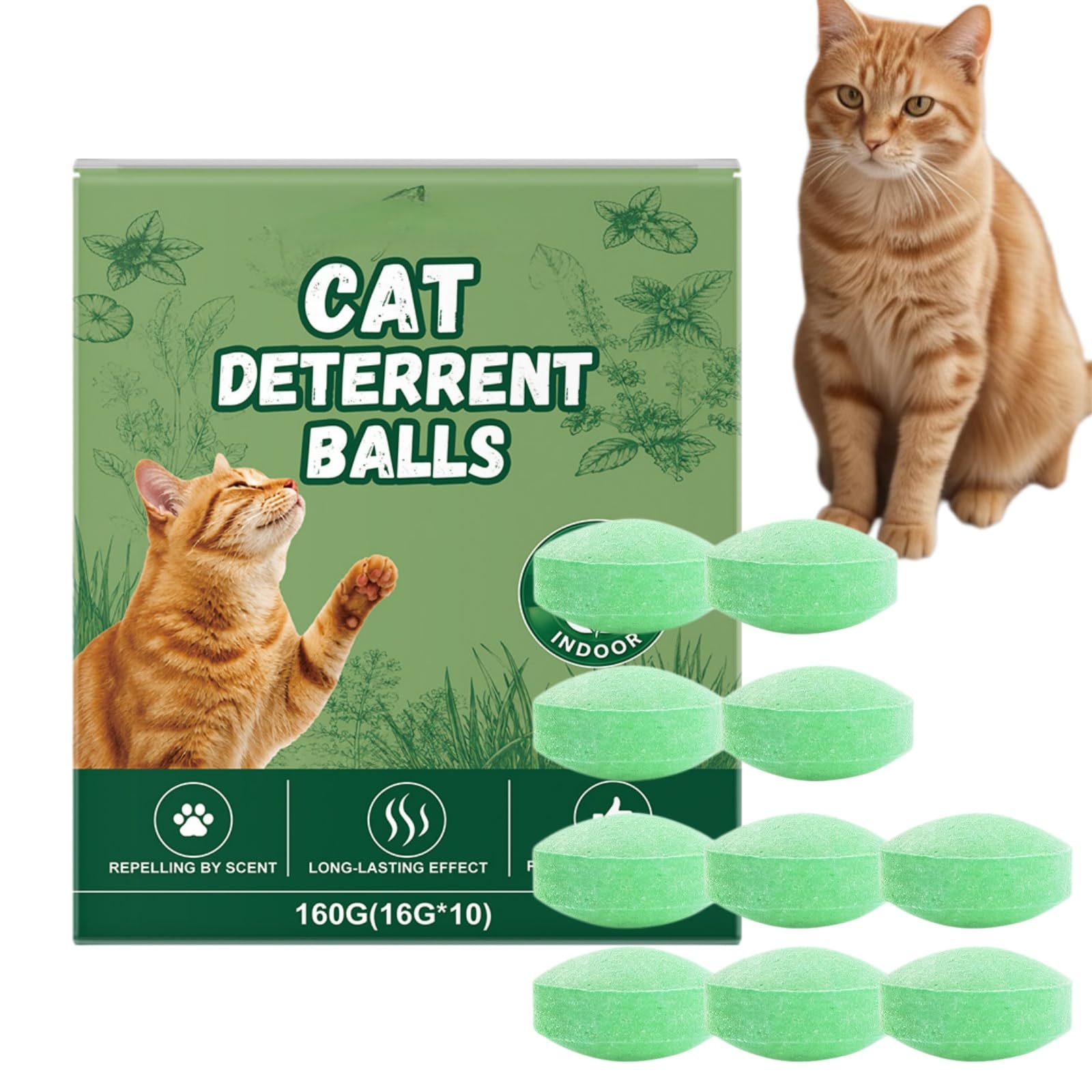 10pcs Natural Cat Repellent for Gardens,Extra Strong Cat Deterrent Balls