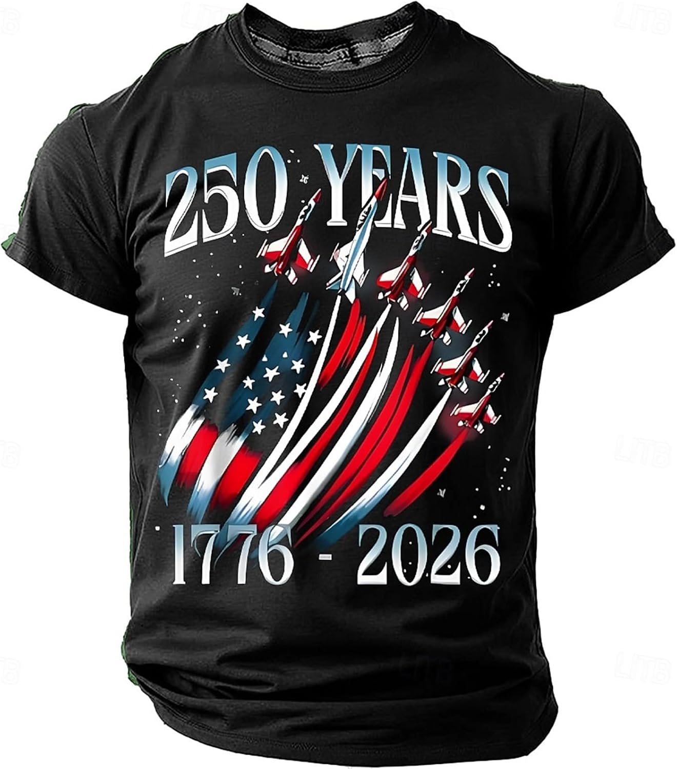 Ymosrh Men's USA T Shirt Short Sleeve 1776-2026 America 4th of July Flag Print Athletic Workout Tee Tops, S-3XL