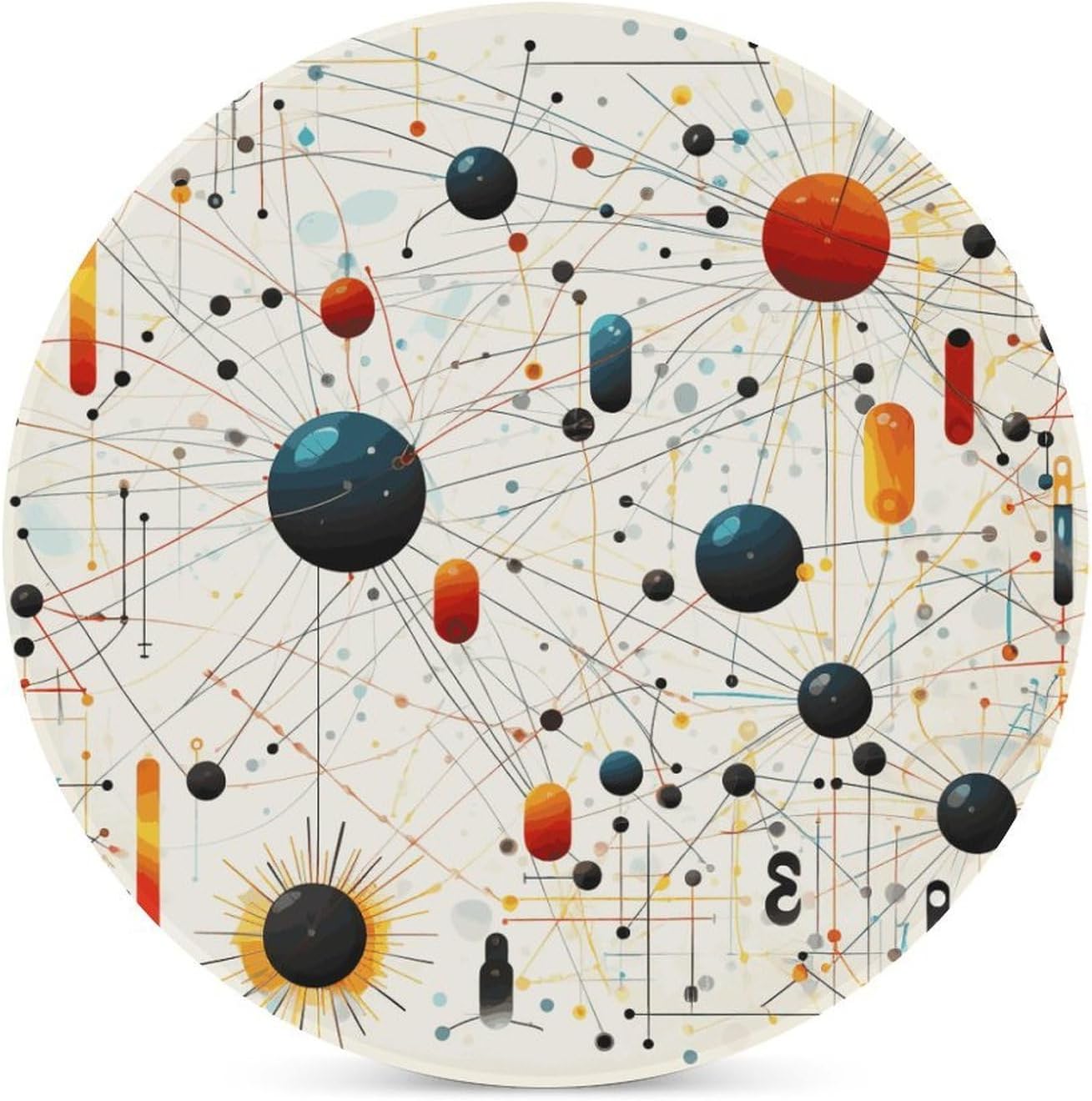 Physics Print Coasters Round Coasters Set Ceramic Stone Coaster with Cork Base Coffee Cup Beverage Cup Mat Cute Funny Table Drinks Coaster for Mugs and Cups Office Kitchen