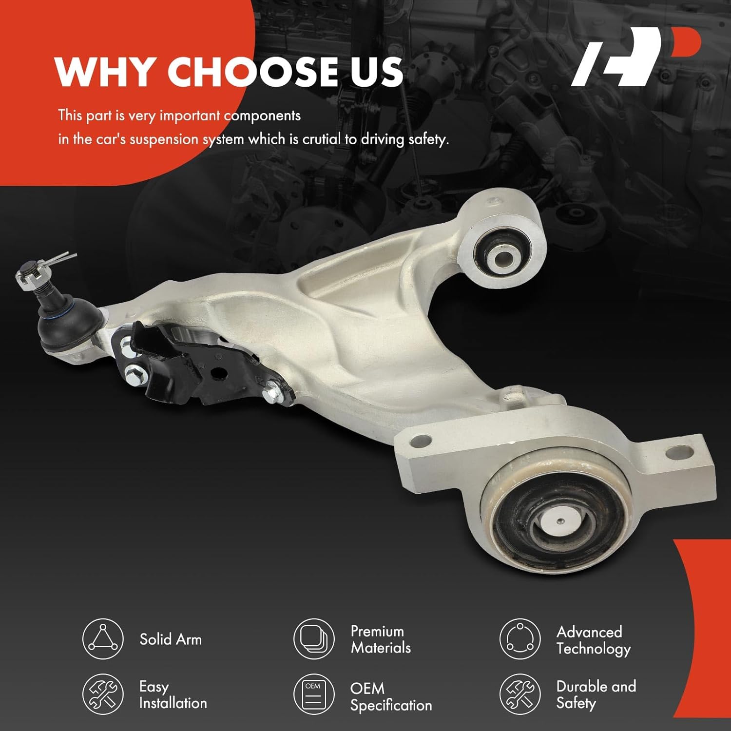 A-Premium Front Right Lower Control Arm, with Ball Joint & Bushing, Compatible with Infiniti M35h 2012-2013, M37 2011-2013, M56 2011-2013, Q70 2014-2019, Q70L 2015-2019, RWD Only