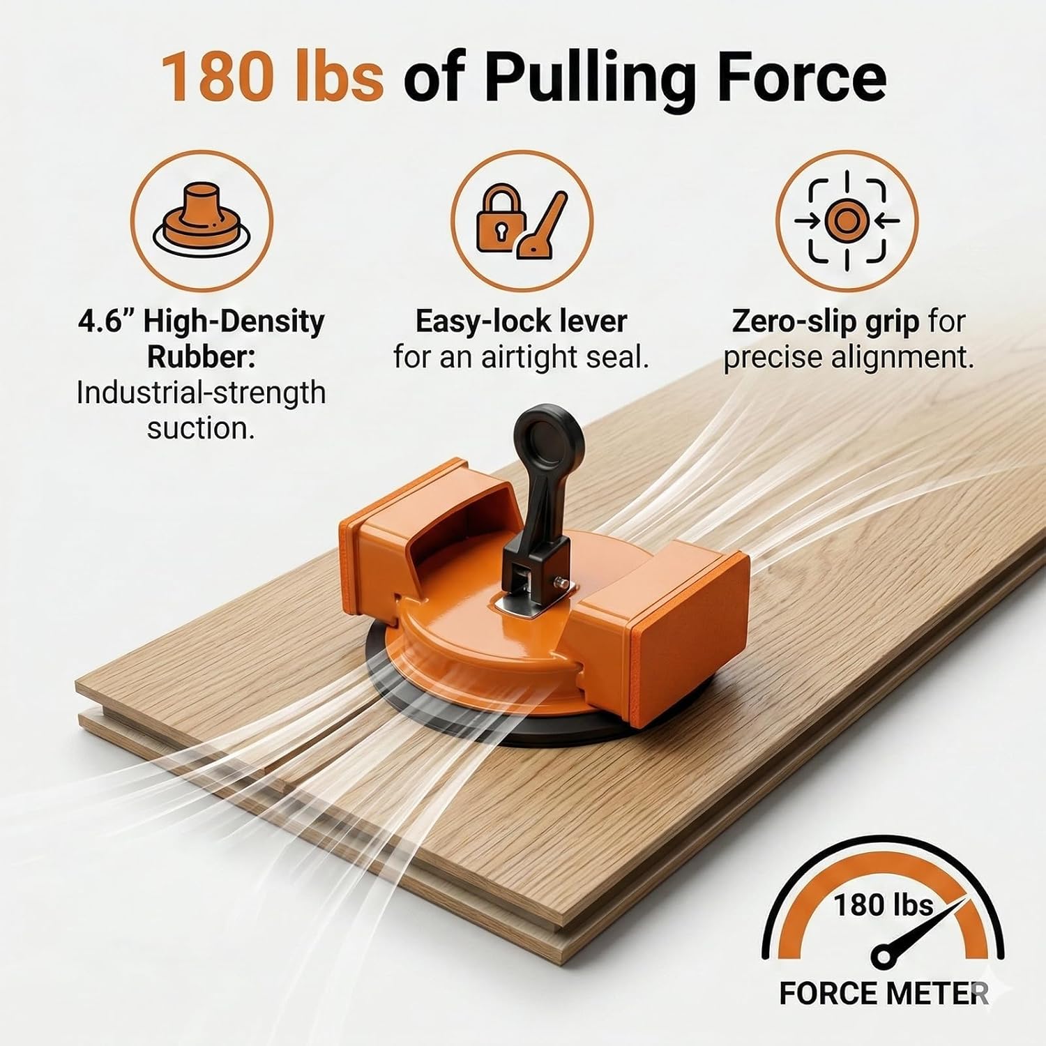 Heavy Duty Floor Gap Fixer Tool Kit with Rubber Mallet & 5 Reusable Sticky Pads, Laminate Floor Gap Repair Tool with Enhanced Suction Cup for Vinyl, Hardwood Floor and Engineered Wood Floor Repair