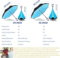 Vista 184 de SIEPASA Paraguas invertido invertido de 49/56 pulgadas, doble toldo extra grande, ventilado, resistente al viento, impermeable, paraguas de golf