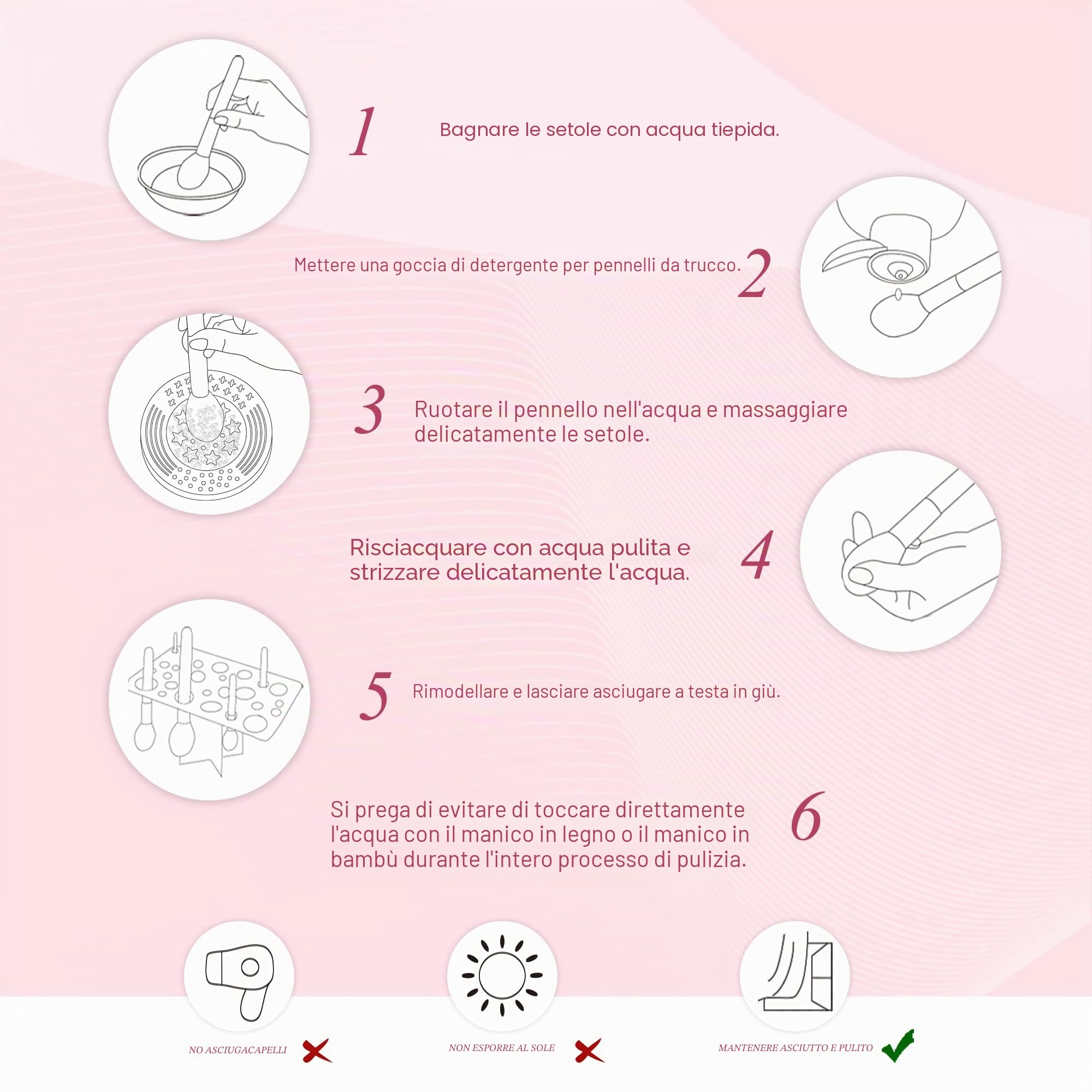 Jessup 10pz Pennelli per il trucco Fondotinta Polvere Bellezza Eyeliner Correttore Setole in fibra fatta a mano Kit per il trucco Nero/Oro rosa T156