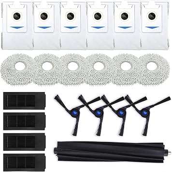 21PCS Replacement Parts For Ecovacs For Deebot For X2 For Omni Vacuum Cleaner Replacement Parts, Replacement Accessory Kit Includes 1 Main Roller Brush, 4 Side Brushes, 6 Rags, 6 Dust Bags, and Filter