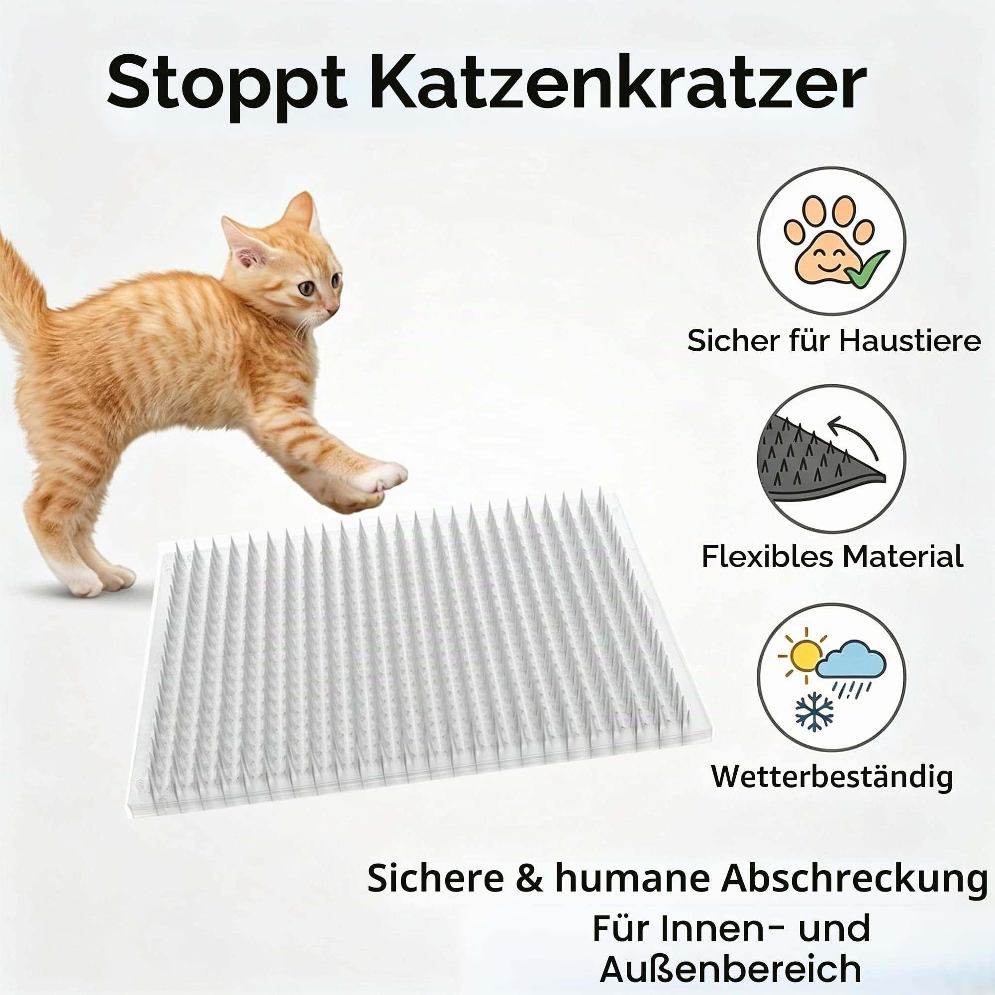 Katzenabwehrmatte für Katzen, 33 x 40 cm, für drinnen und draußen, transparent, 10 Packungen