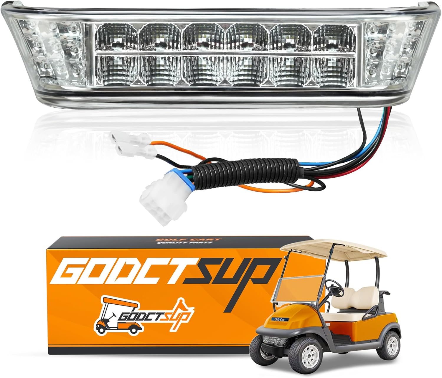 Club Car LED Headlight Bar, 12V Golf Cart Headlight Bar for Club Car Precedent 2004-Up Electric Cart Models, Replace Precedent Front Head Light Bar OEM# 102524801, 1025248-01