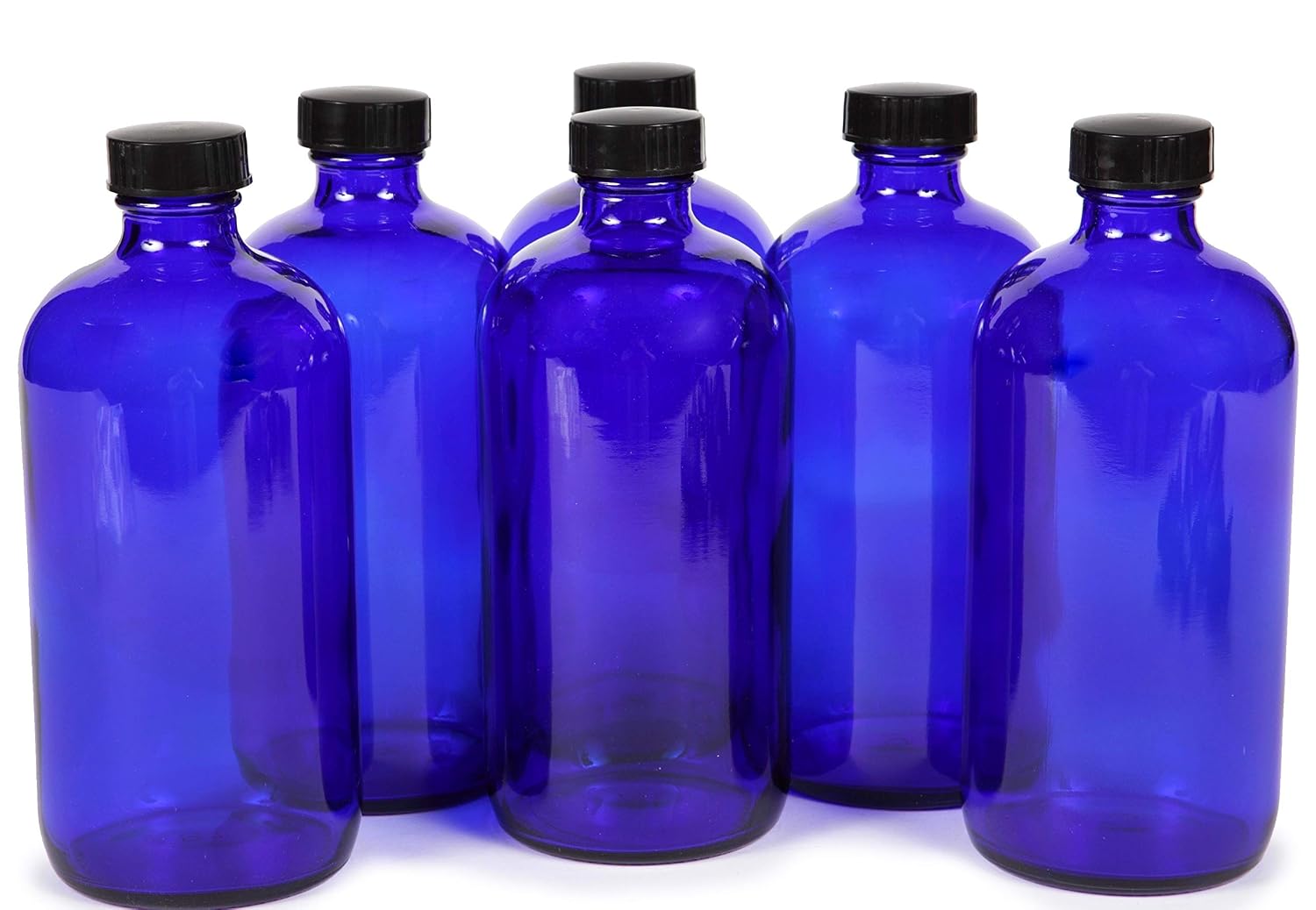 Vivaplex, 6, Large, 16 oz, Empty, Cobalt Blue Glass Spray Bottles with Black Trigger Sprayers …