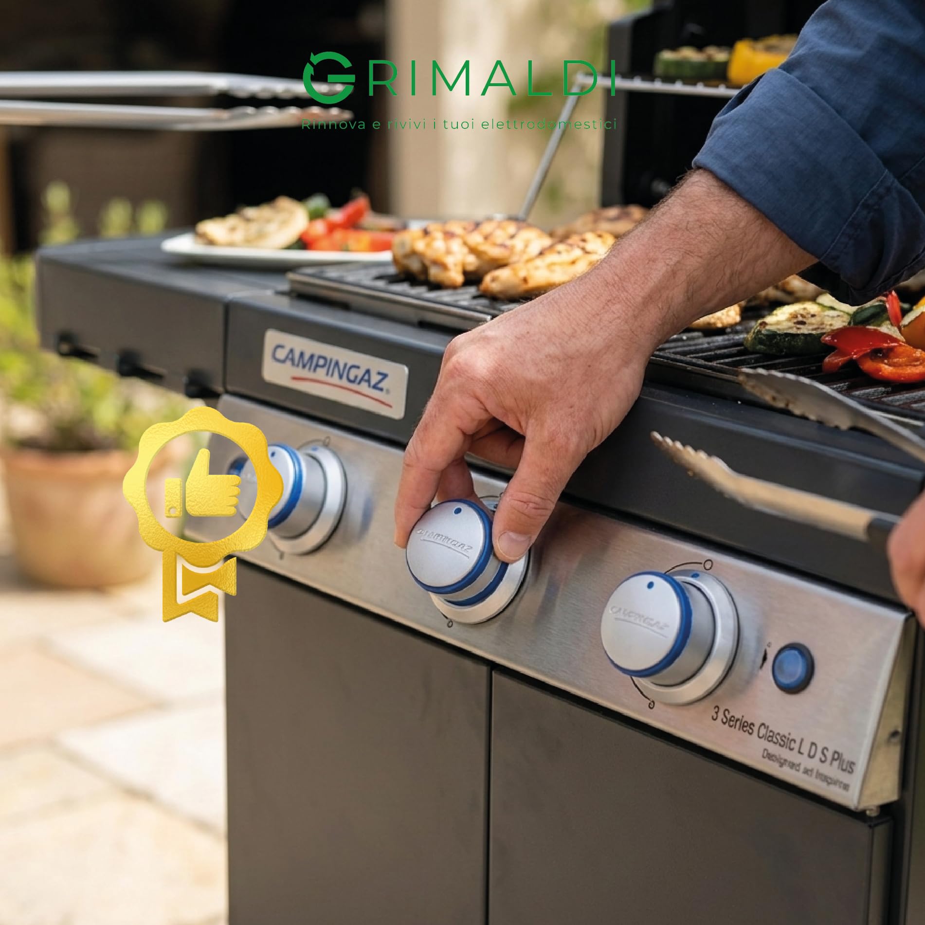 G GRIMALDI 5010004797 Kit 3 Manopole Barbecue Compatibile con Campingaz Xpert 100 Xpert 200 — Manopole Controllo Gas BBQ — Ricambio Comandi Barbecue