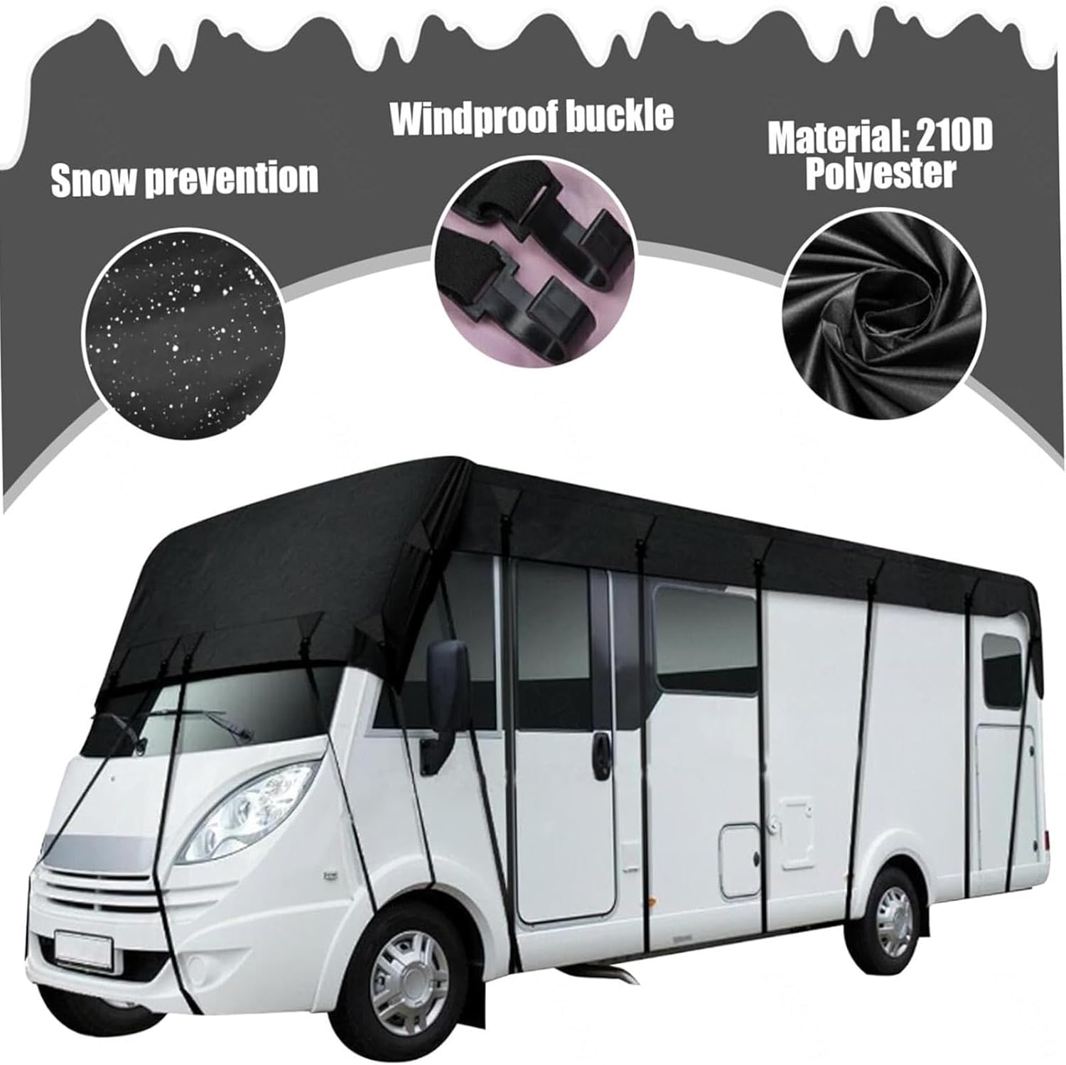 Class C Rv Cover 210D Oxford Cloth Rv Covers Wind, Rain and Snow Proof Utility Trailer Covers Trailer Cover,Silver-16.4 * 9.8ft