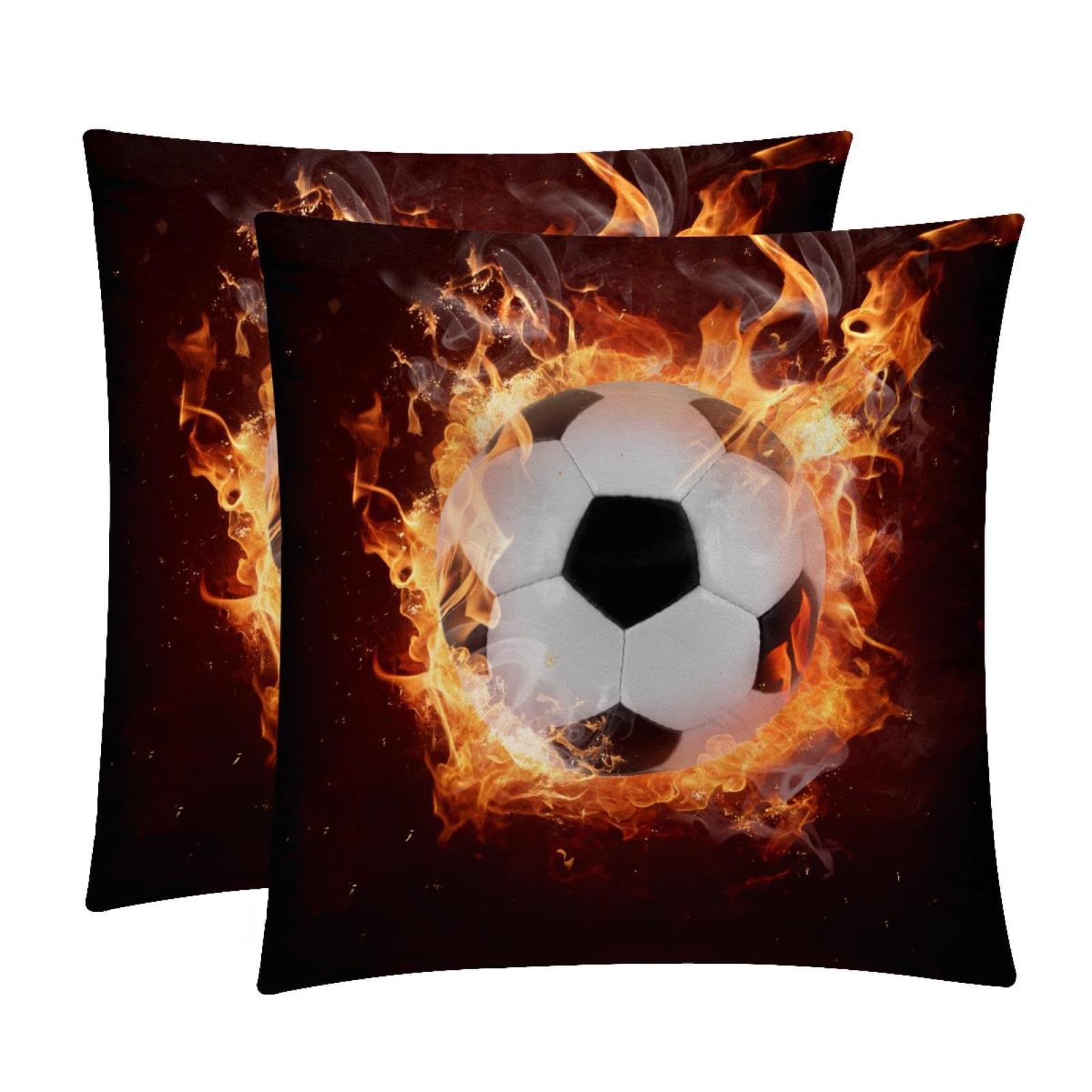 TDGKPZ Soccer Throw Pillow Covers 2 Pack Pillowcases Soft Cozy Pillow Cases For Couch Bed Sofa 45x45cm