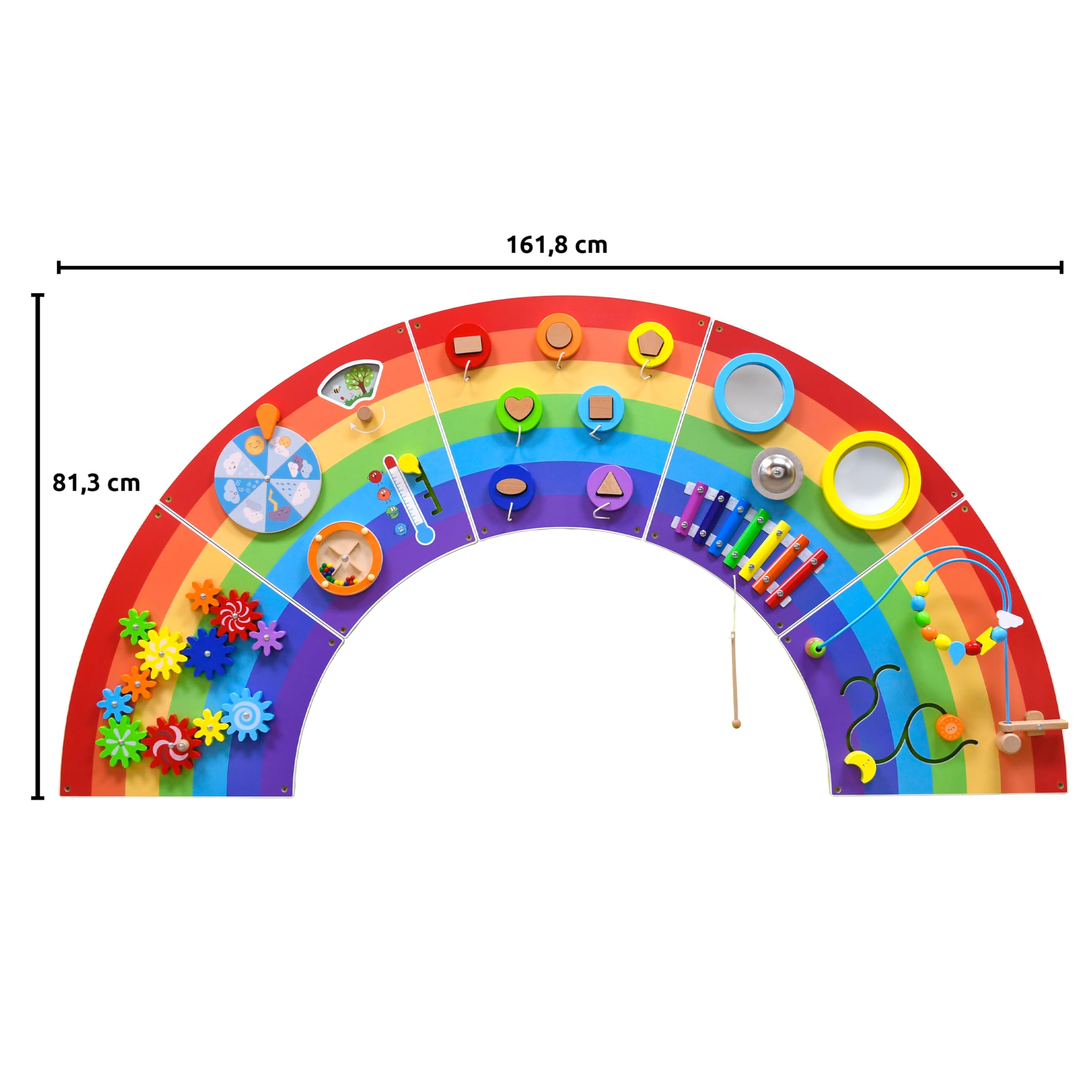 SPARK & WOW Regenbogen Spieltafel und Aktivitätscenter - Alter 18M+ - Sensorisches Wandspielzeug - 10 Aktivitäten - Aktivitätsbrett - Kindzimmer Dekoration | Sensorisches Wandspielzeug, 10 Aktivitäten, Aktivitätsbrett, Kindzimmer Dekoration