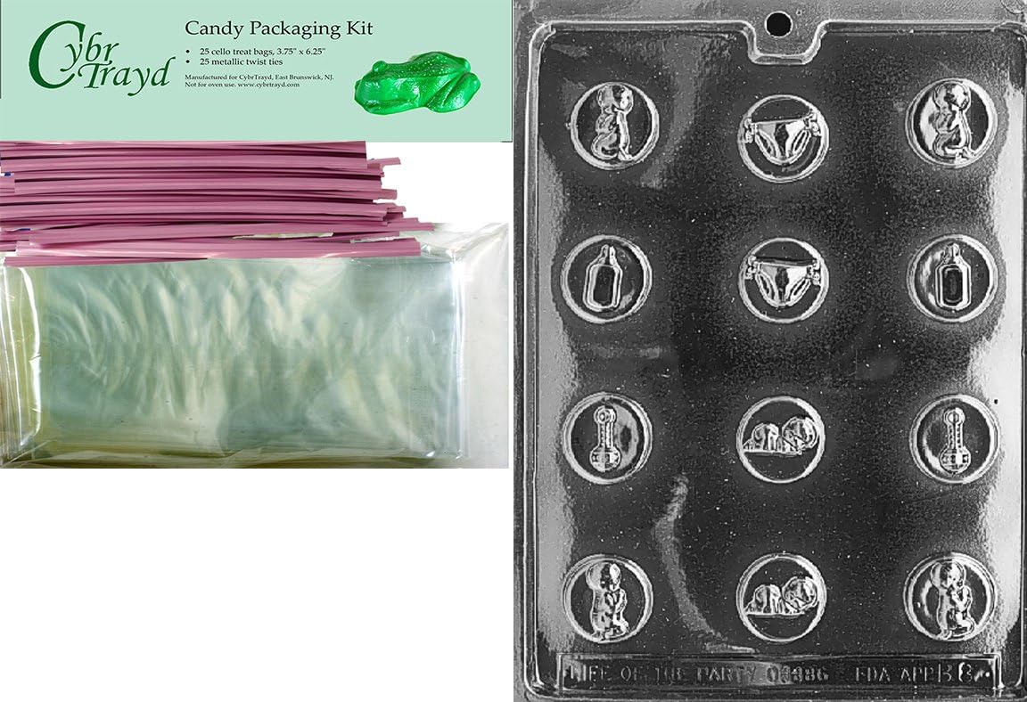 Cybrtrayd "Assorted Baby Mints" Baby Chocolate Candy Mold with Packaging Bundle