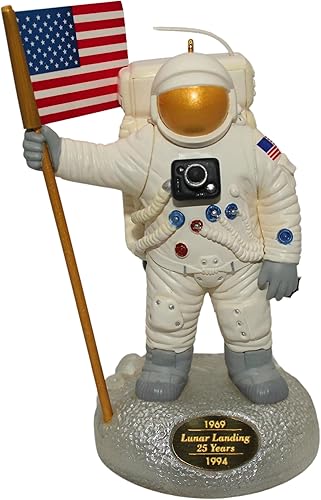 Hallmark - Adorno de recuerdo de 1994 The Eagle Has Landed con luz y escucha la voz de Neal Armstrong