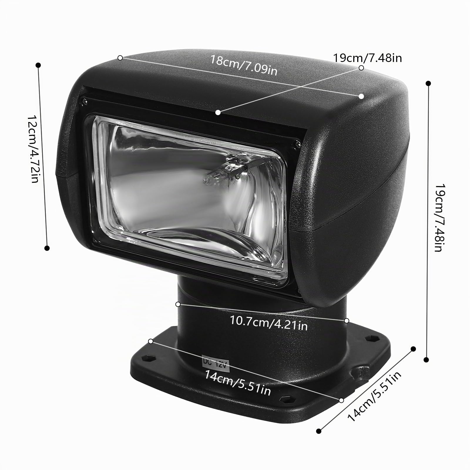 Faro da ricerca per barche, faro per barche, faro per barche telecomandato, 100W, 12V, faro da ricerca a 360°, faro marino per barche, yacht, camion, auto, barche da pesca marina
