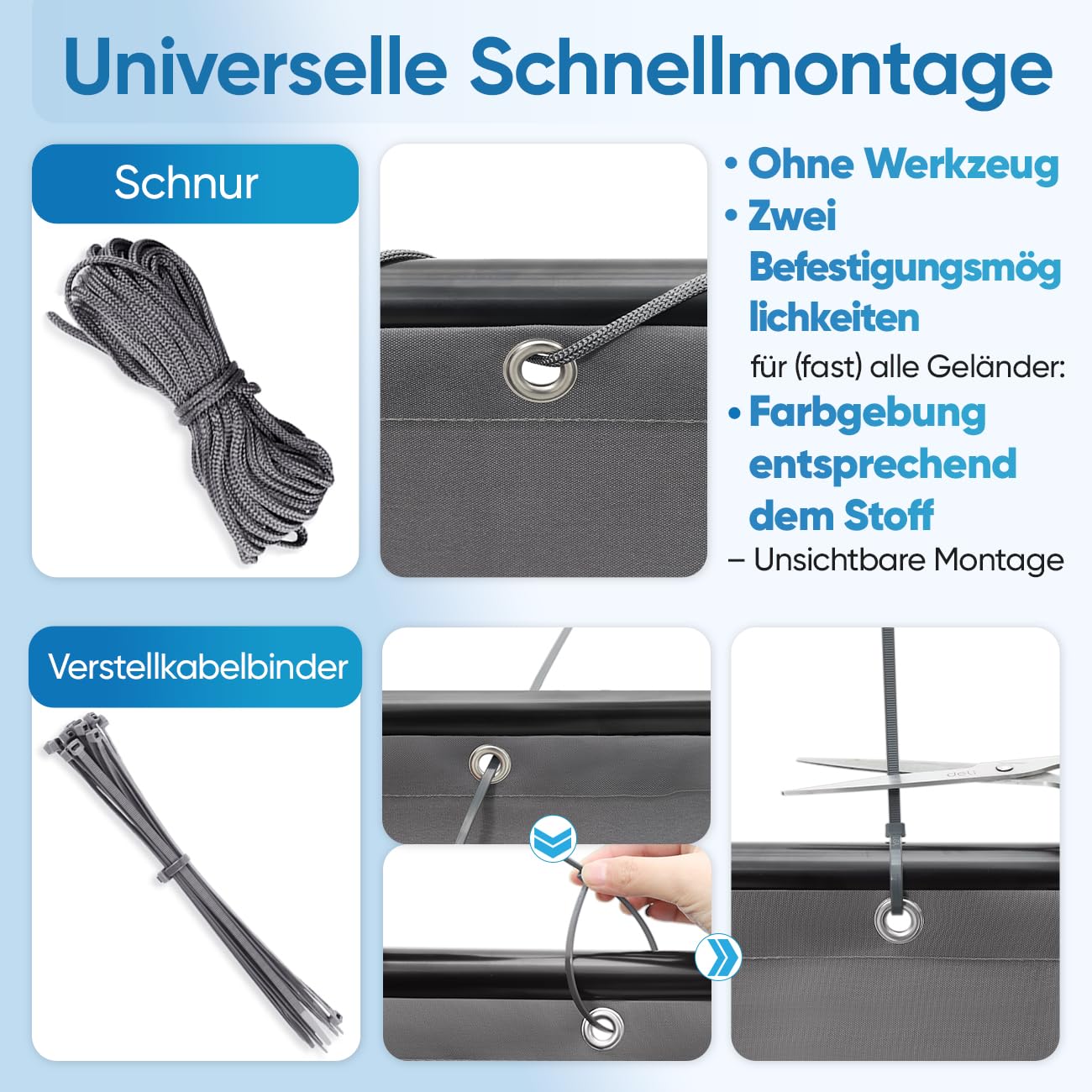 Sekey Balkon Sichtschutz Balkonabdeckung Balkonsichtschutz Balkonverkleidung blickdichte Windschutz 90 x 600cm, mit Ösen, Nylon Kabelbinder und Kordel, 100% Privatsphäre, Anthrazit
