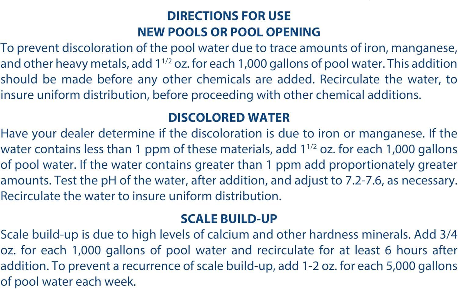 Pool Mate 1-Quart 2-Pack Premium Metal Out Stain and Mineral Inhibitor, Pool Metal Remover, Stain Remover, Made in USA
