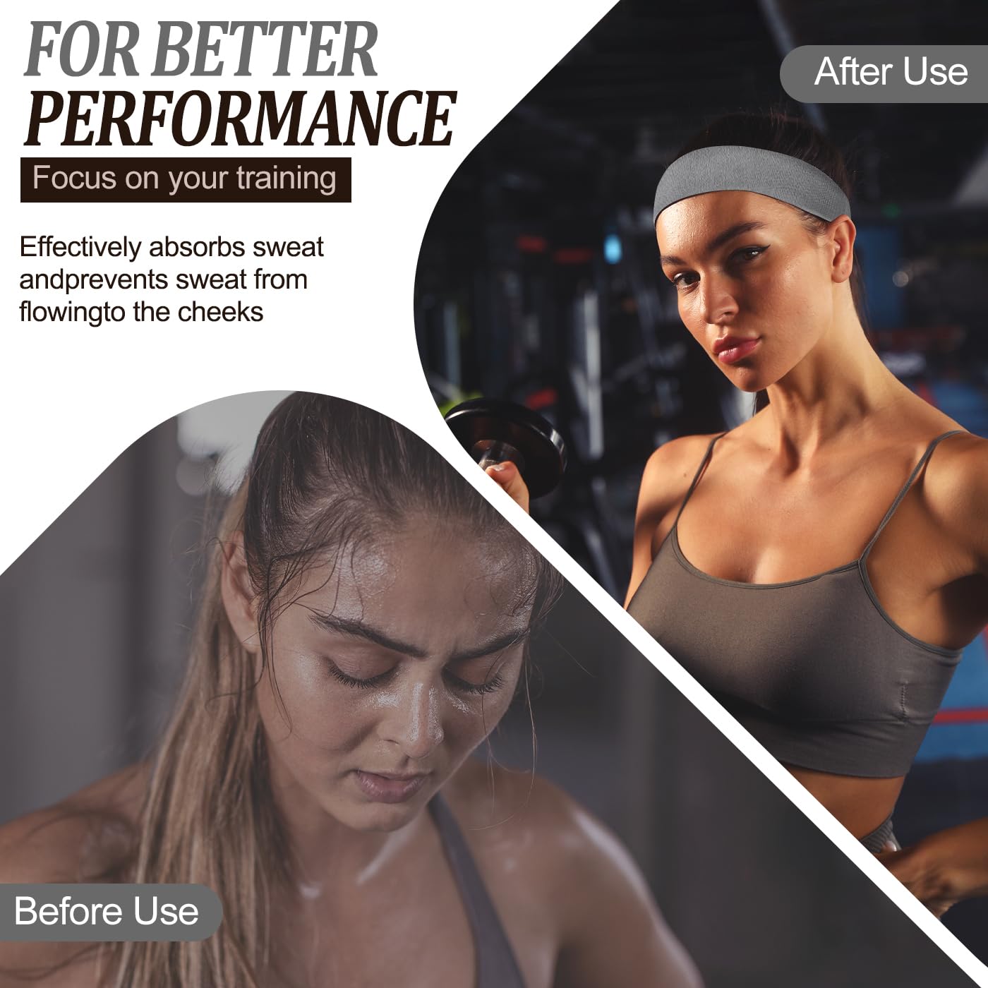 Lot De 8 Bandeaux De Sport – Antidérapants, Absorbants, Unisexe, Yoga/Fitness/Course, Taille Unique