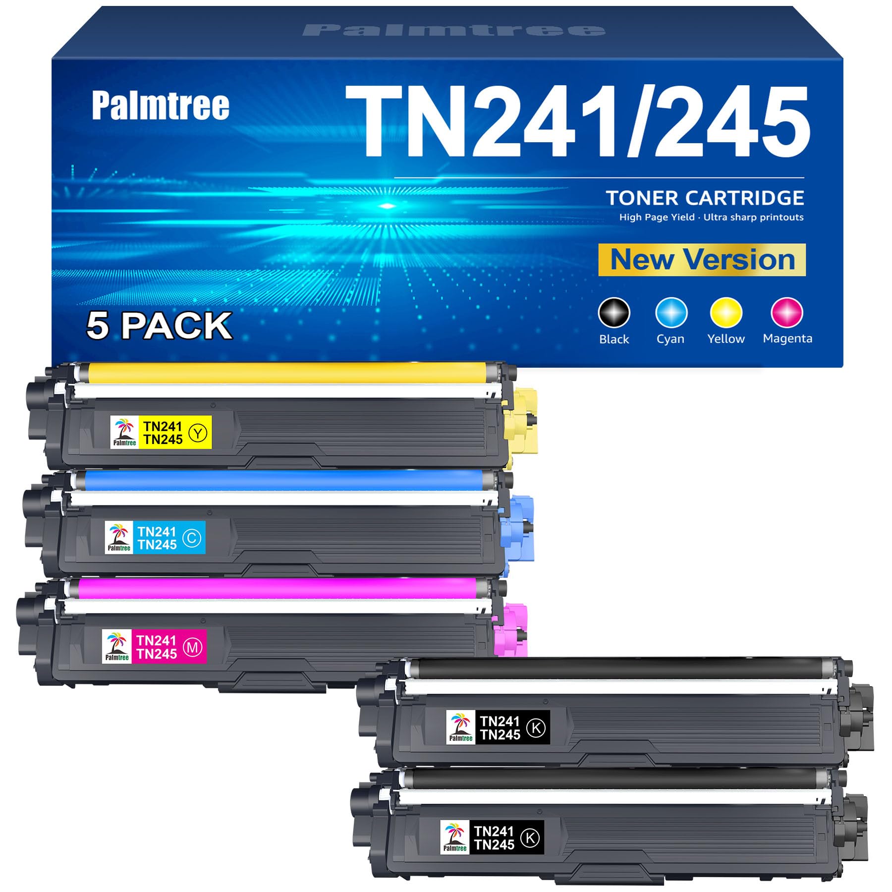 Palmtree TN241 TN245 Cartucho de tóner Compatible para Brother TN-241 TN-245 para Brother MFC 9332CDW Toner DCP 9022CDW MFC-9142CDN HL-3142CW DCP-9022CDW MFC-9332CDW DCP-9020CDW HL-3152CDW HL-3140CW