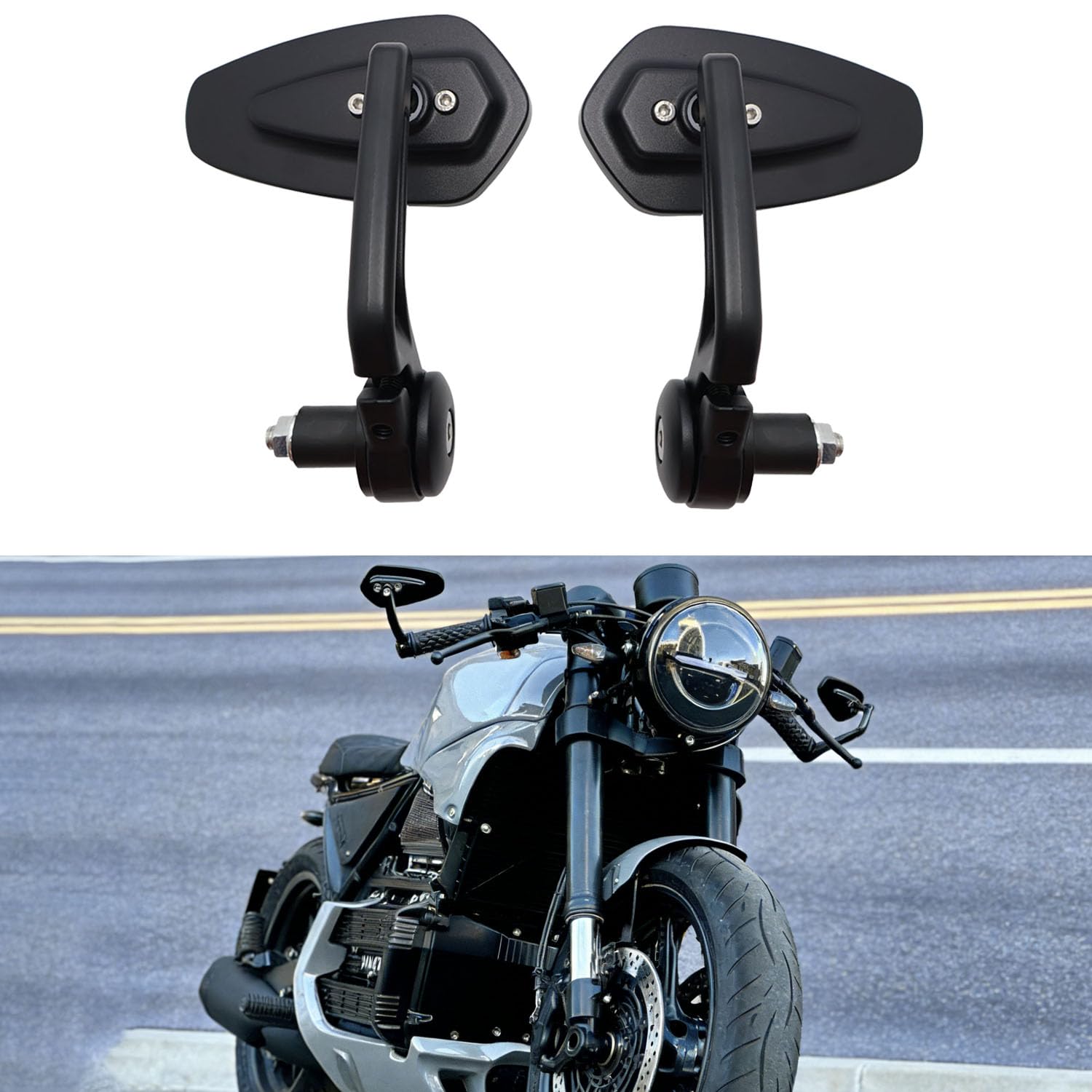 Specchietti Retrovisori per Manubrio Moto Universali 7/8" 22mm, Specchietti Laterali per Moped, Street Bike, Cruiser, Scooter, Bobber, Cafe Racer, Roller, Quad, ATV
