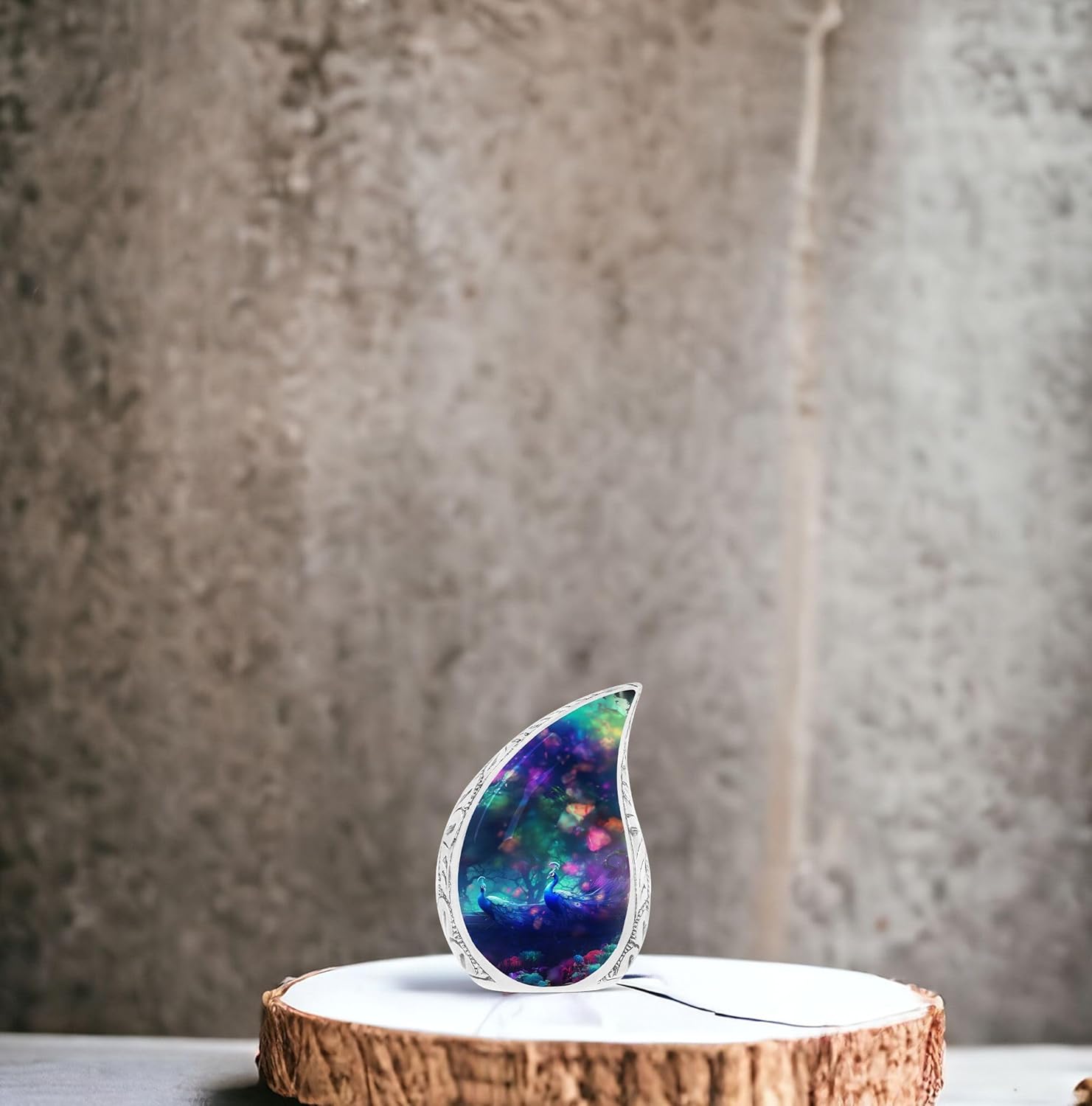 Pair of Peacock Teardrop Urns, Small Urns for Human Ashes, Urn for Ashes Adult Male, Urns for Human Ashes Adult Female, Miniature Urn, Tiny Urns for Human Ashes Keepsake 3 Inch 2 Pcs