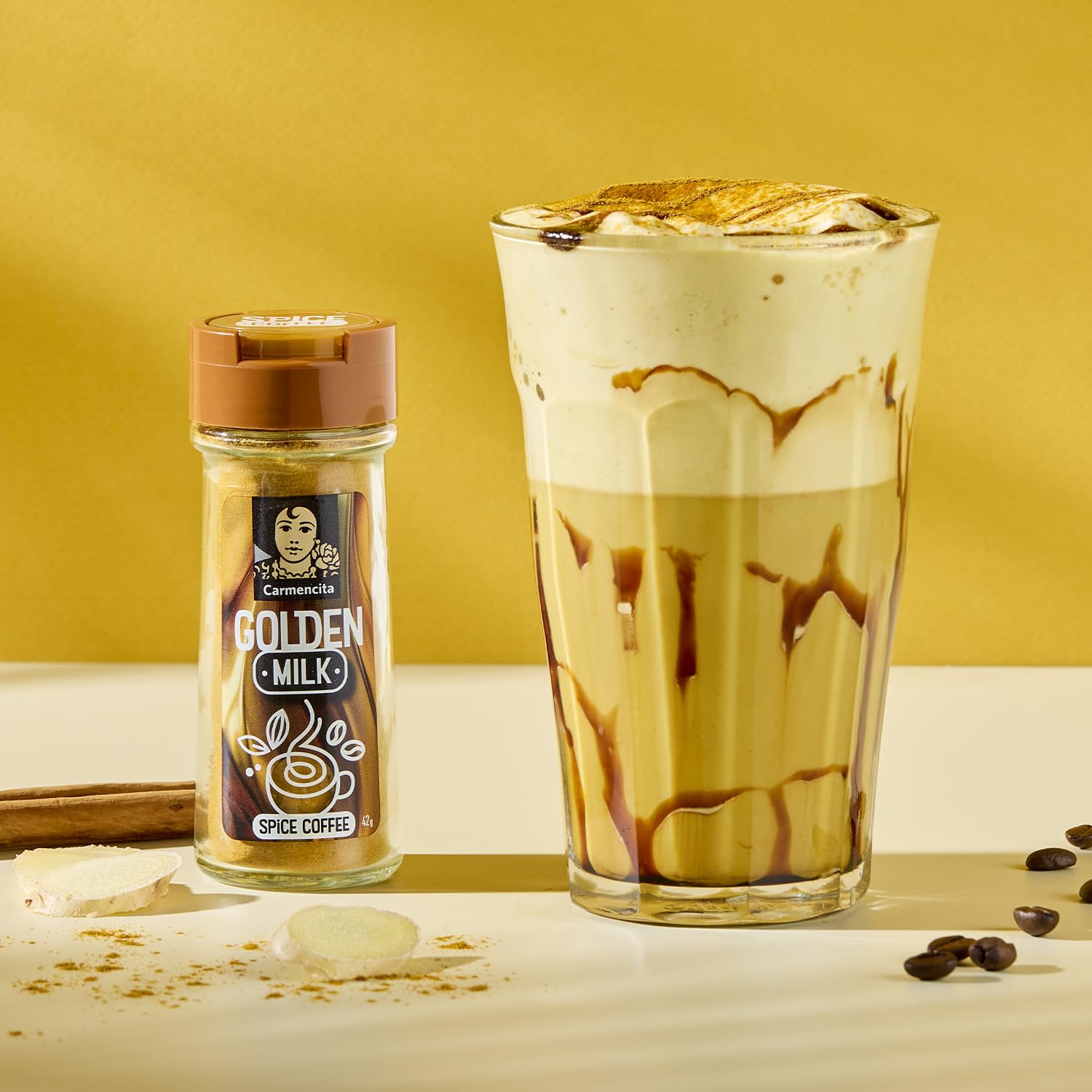 Carmencita Golden Milk, Mezcla de Especias para Café, Sin Gluten, 42 g