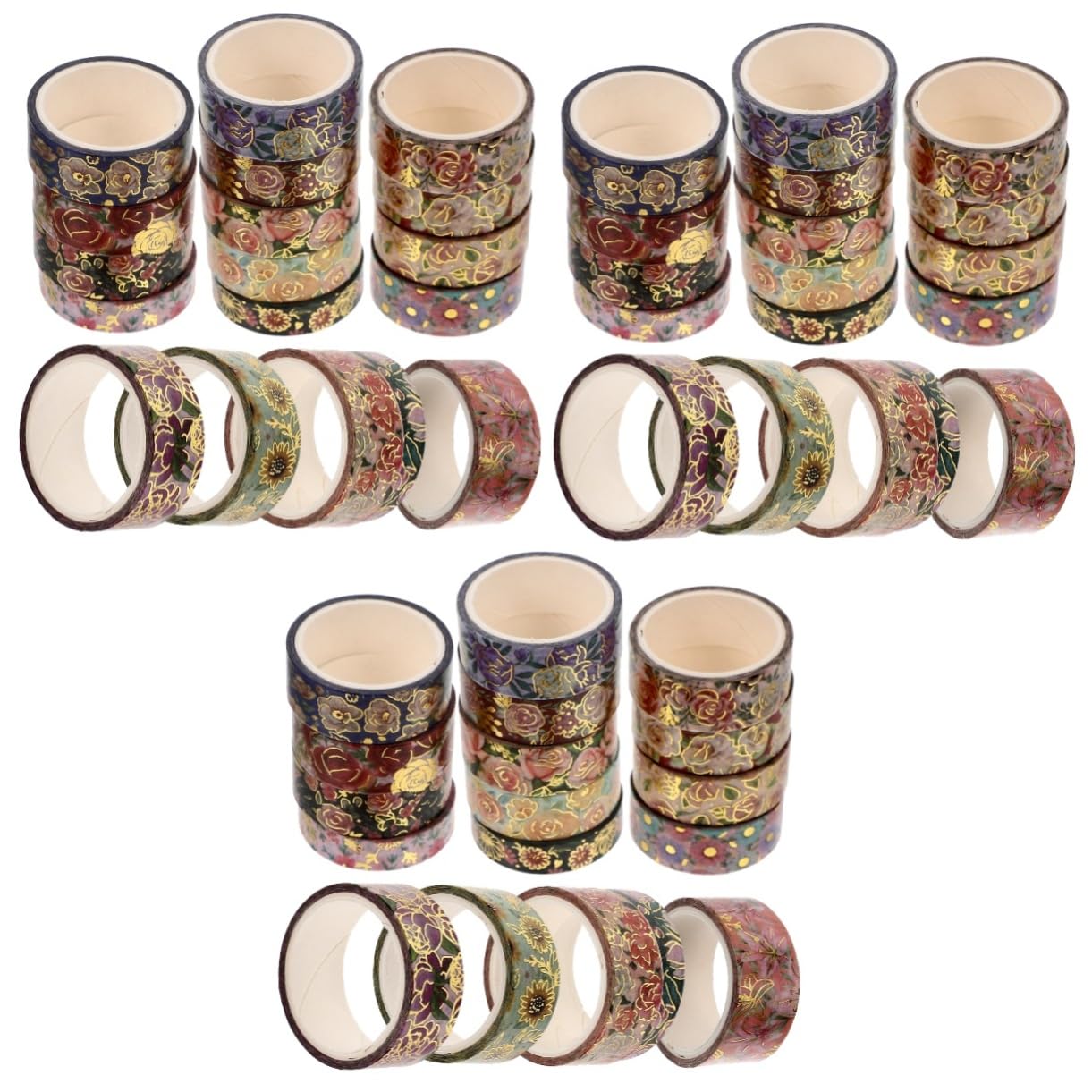 STOBOK 54rollen Washi Tape Mit Goldprägung Und Blumenmuster Dekorative Klebebänder Für Scrapbooking Tagebuch Und Kreative Bastelprojekte Vielseitige Verwendungsmöglichkeiten