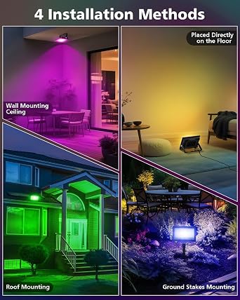NATPOW 30W Flood Lights LED, Disco Lights RGB Smart Colour Changing 4Pack [Energy Class F]
