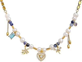 Gold Charm Pendent Choker Necklace for Woman, Boho Dainty Gemstone CZ Rhinestone Dangle Chain Necklaces Prom Fashion Jewelry Wedding Gift