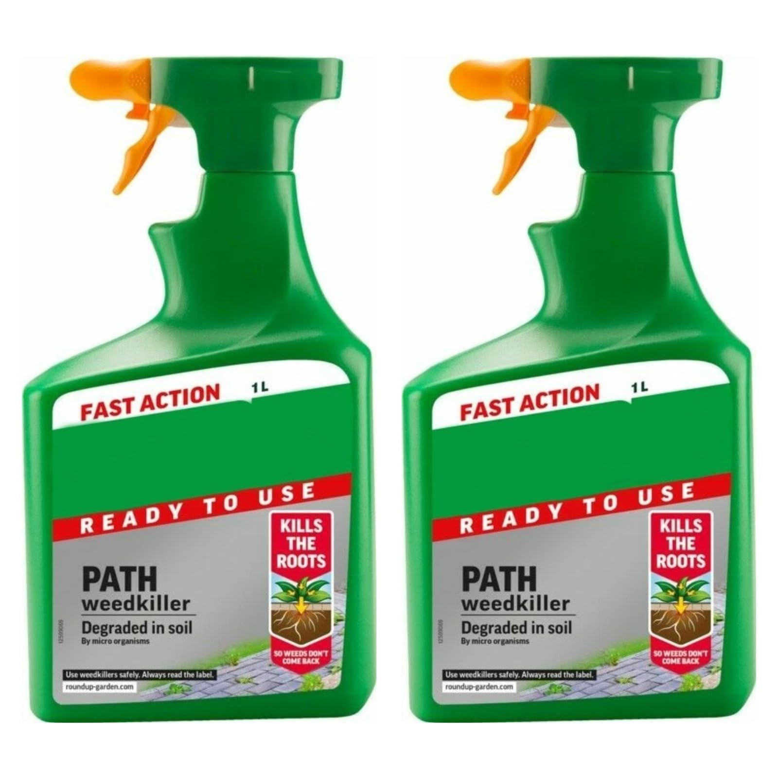 Roundup Tough Weed Control, Long-Lasting, Precise Application, Fast-Acting Formula, Root-Level Action, Ideal for Gardens, Lawns, Driveways & Outdoor Spaces, 20% Extra Free, 1L (2Pcs)