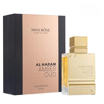 MISS ROSE M Perfume Amber Oud Gold Edition Eau De Parfum Spray for Women and Men Unisex, 3.4 Ounce 100ml, Woody Fragrance