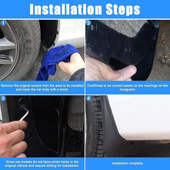 Mud Flaps Splash Guards for 2022-2026 Rivian R1S, Durable ABS Material, No-Drill Installation, Protects Against Mud, Rocks, and Debris, Front & Rear Fender Liner (4PCS)