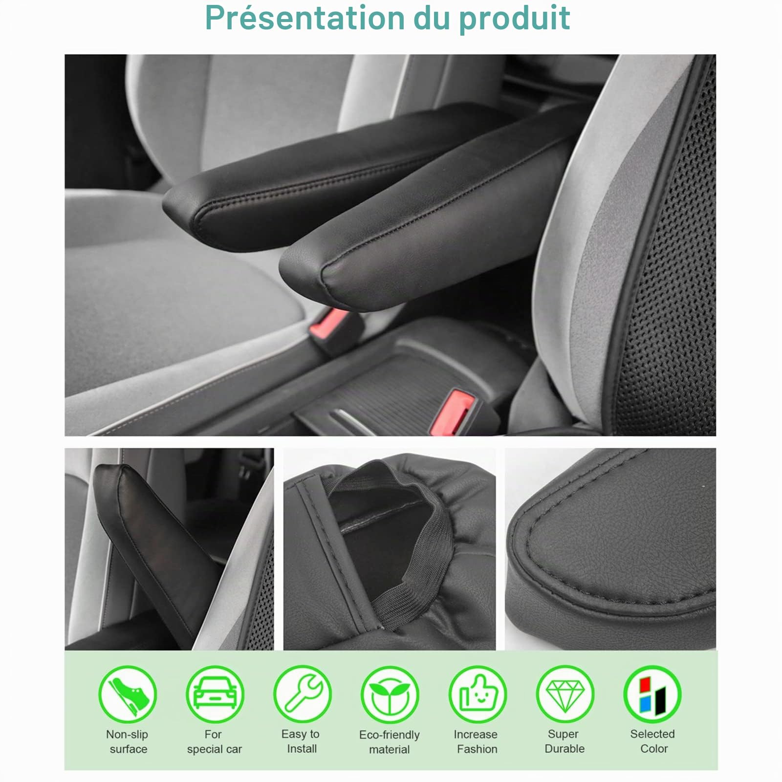GAFAT Compatible avec VW ID.3 ID.4 ID.5 Facelfit 2021-2025 2026 Housses d'accoudoir, ID3 ID4 2025 Accessoires Coussin de Protection pour Console Centrale, en Cuir Microfibre PU [Lot de 2]