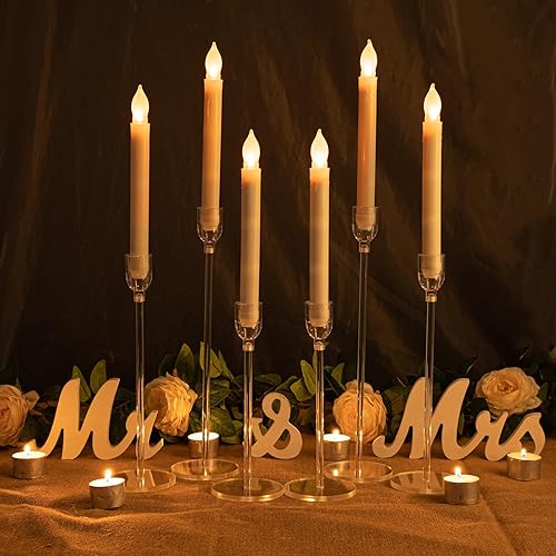 Miniatura 6 de Vincidern 18 portavelas acrílicos para mesa, candelabros cónicos para centros de mesa, bodas, San Valentín, decoración de comedor, juego de
