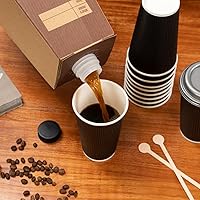 Vista 9 de Restaurantware Cater Tek - Recipientes de café para llevar de 96 onzas, 10 servidores desechables de bebidas – con asa aislada de papel kraft