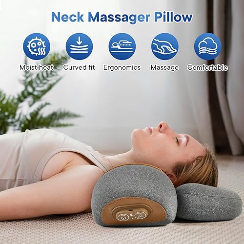 Miniatura 5 de Almohada masajeadora de cuello, masajeador de cuello 3 en 1, almohada de masaje de viaje para aliviar el dolor de hombro, dolor de tejido profundo