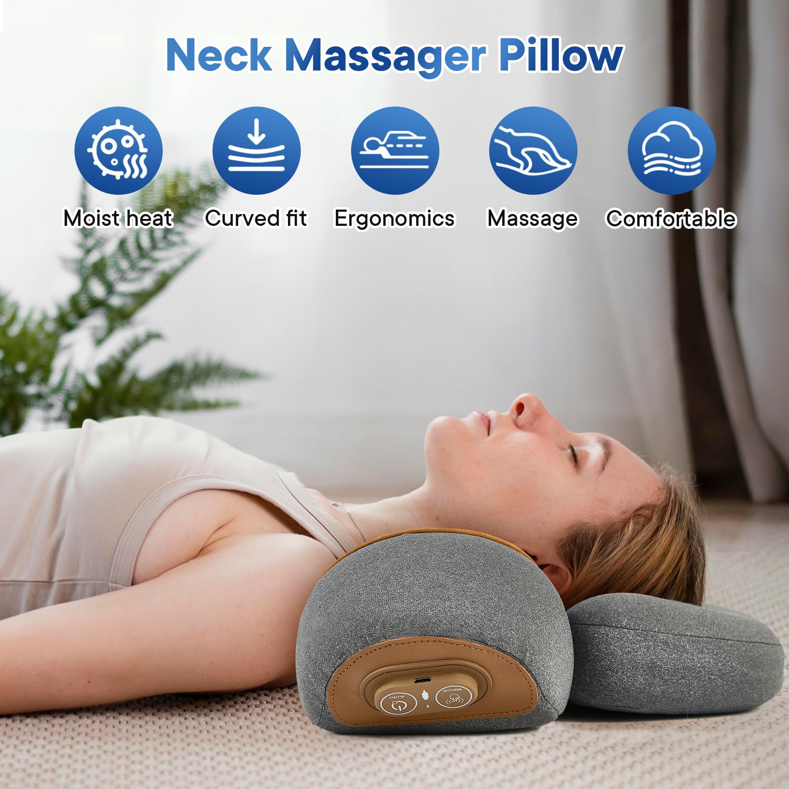 Verbessertes Nackenmassagegerät Kissen, 3-in-1 Nackenmassagegerät mit Wärme, Nackenkissen für Schulterschmerzen, Tiefengewebe-Schmerzlinderung, wiederaufladbares Thera-Kissen, Geschenke für