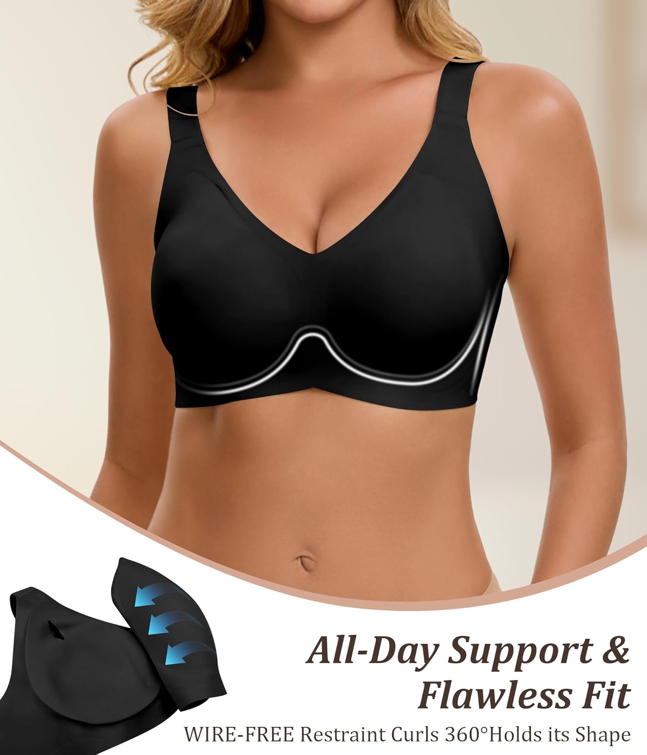 Womens Wireless Bras Push Up Bralettes Comfortable No Underwire Tshirt Bra Seamless Full Support Lift Bralette Everyday Bras - Image 4