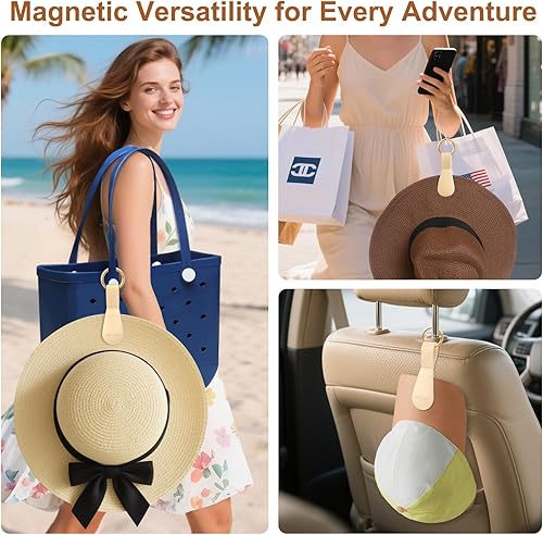 Miniatura 6 de Clip magnético para sombrero, paquete de 1 El clip de sombrero caqui claro para viajar en la bolsa, clips magnéticos para sombreros para bolsa y