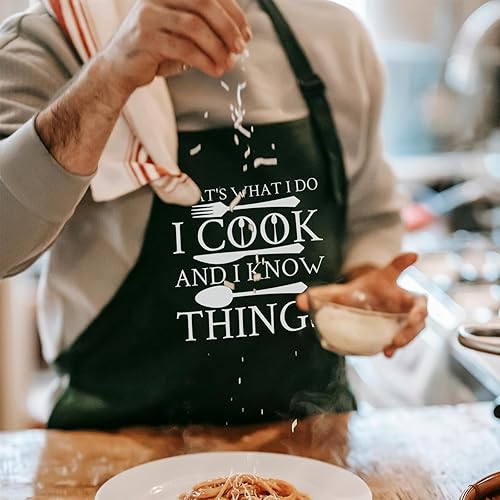 Miniatura 2 de Delantales de chef para hombres y mujeres con bolsillos, delantal de cocina para cocinar a la parrilla, regalos para papá, mamá, cumpleaños, Navidad