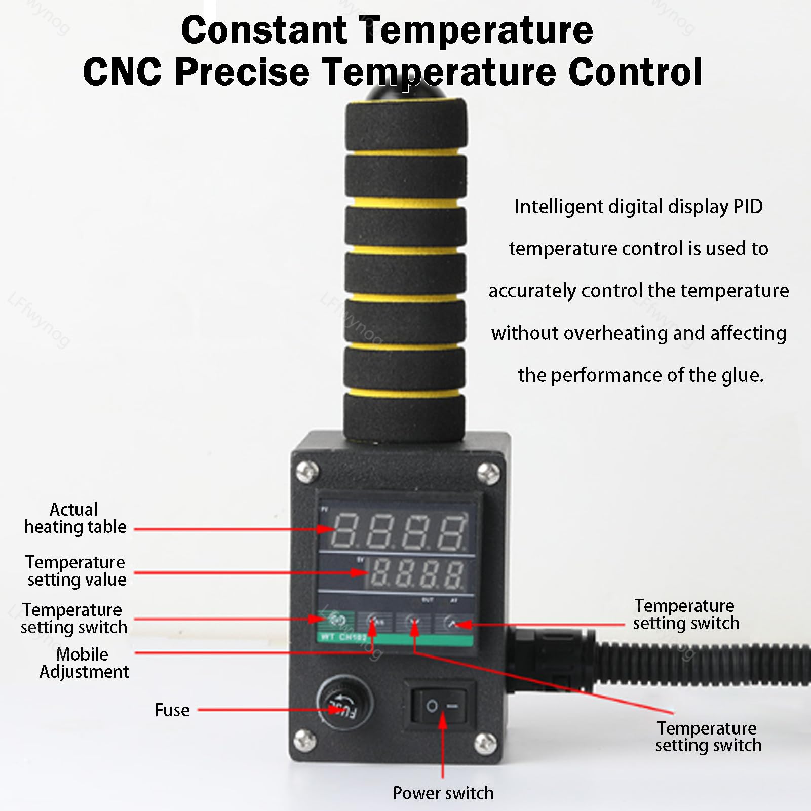 Distributore di colla a caldo con controllo digitale della temperatura, macchina industriale a spinta manuale per applicazioni di incollaggio e artigianato di precisione