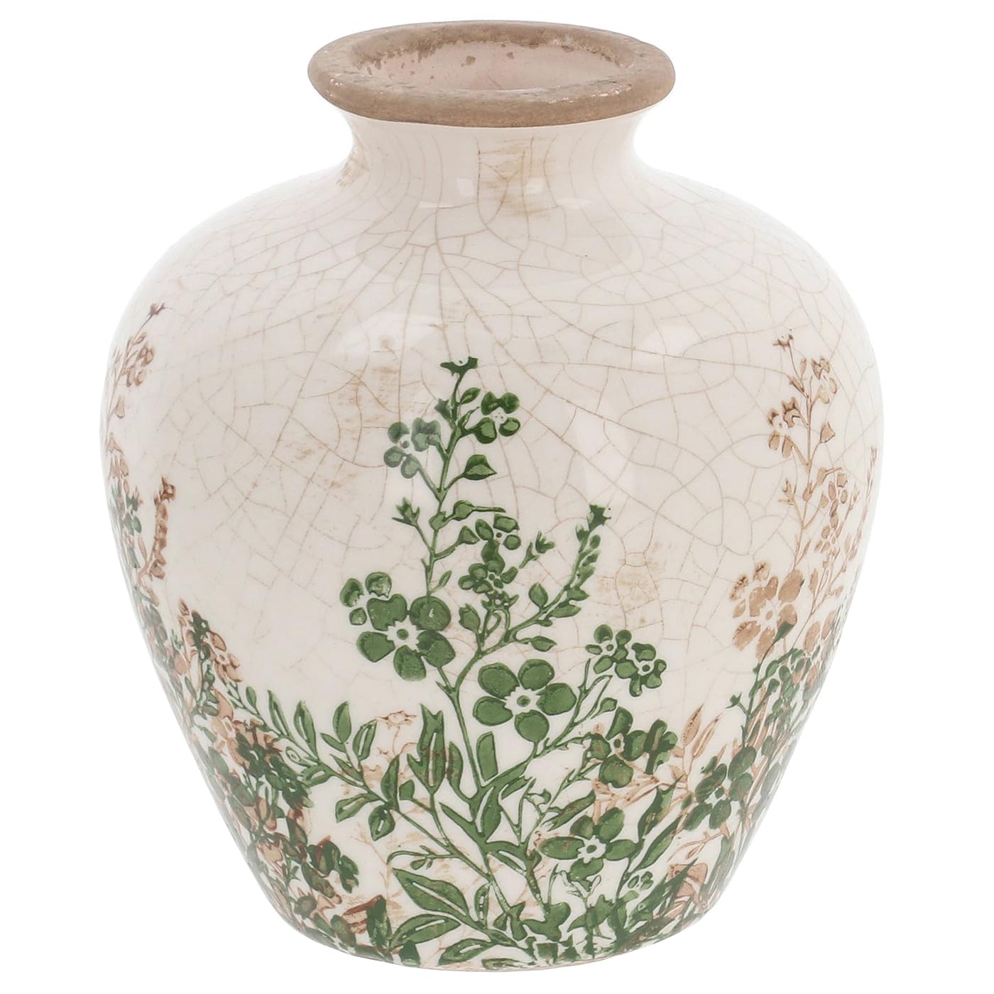 Shudehill Giftware Natural Garden Bottle Plum Vases, Cream, Ceramic, Floral Botanical Design (Plum Vase Small 33 x 53.5 x 40cm)