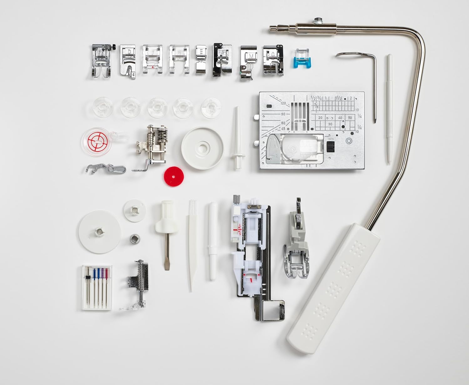 All included accessories for Elna eXcellence 710 laid out