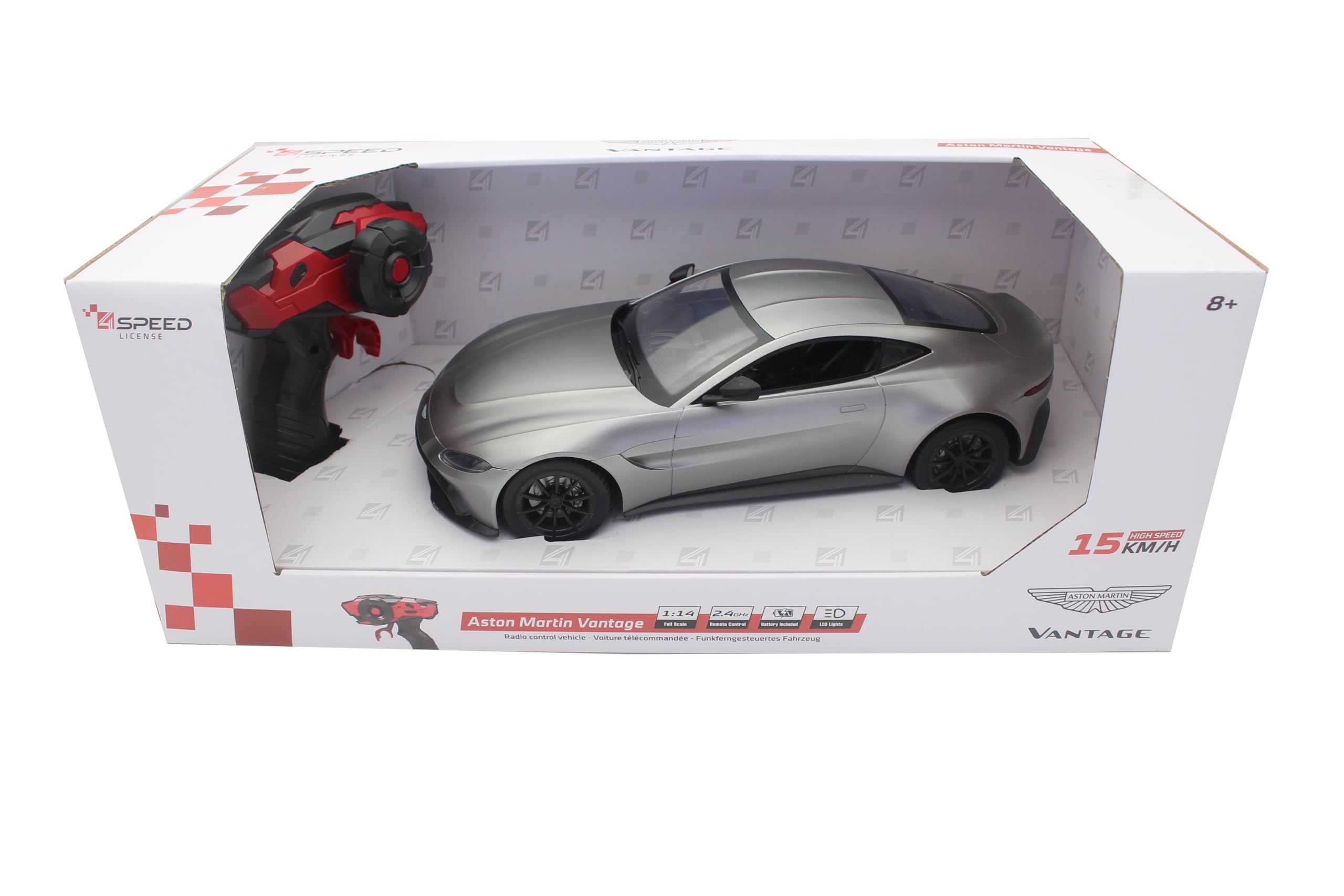 Silverlit – 4Speed – Aston Martin 1:14 Zdalnie sterowany samochód – RC dla dzieci 2,4 GHz – Przednie i tylne światła – Zdalnie sterowany pojazd prędkość 15 km/h – RC ładowany