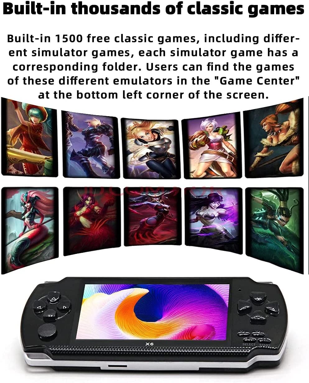 Consola De Juegos Portátil De 4,3 Pulgadas Y 8 GB, 5500 Juegos Integrados, Compatible con Múltiples Simuladores, Consola De Videojuegos Retro, Salida De TV Mp3/Mp4/DV/DC, Niños
