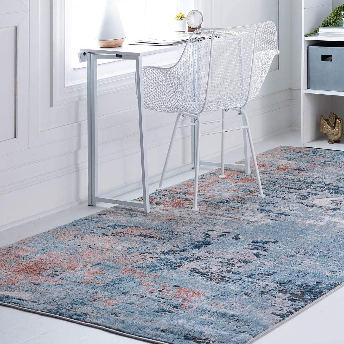 Leipzig Collection Area Rug 4' x 6' Blue Low