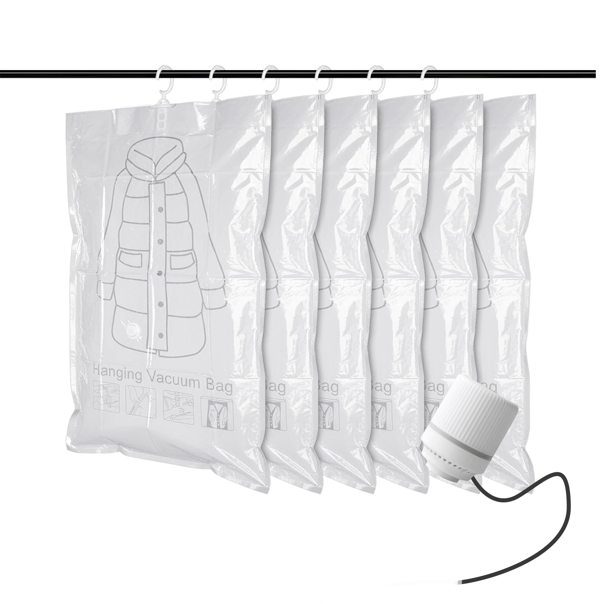 Sacs de rangement sous vide suspendus avec pompe électrique 12 pièces