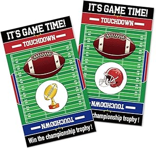 SRWNFOS 50Pcs It's Game time Funny Scratch Off Game, Rugby Football Scratch Cards for Birthday Party, Rugby Themed Baby Shower Party Supplies, Raffle Tickets Lottery Activity For Football Lovers