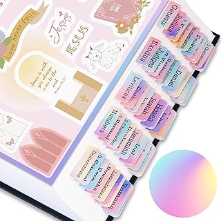 Bible Tabs with Unique Stickers, Bible Tabs for Women, Laminated Bible T...