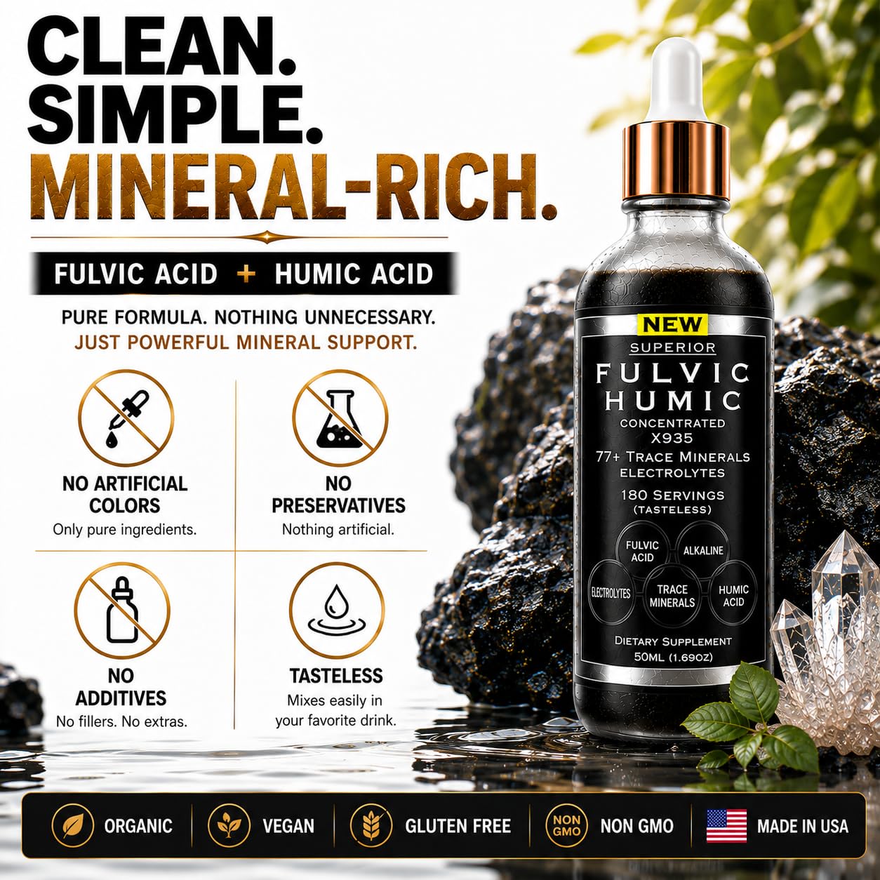 Fulvic Humic Mineral Blend Drops – 77+ Trace Minerals & Electrolytes — Amazon image 8