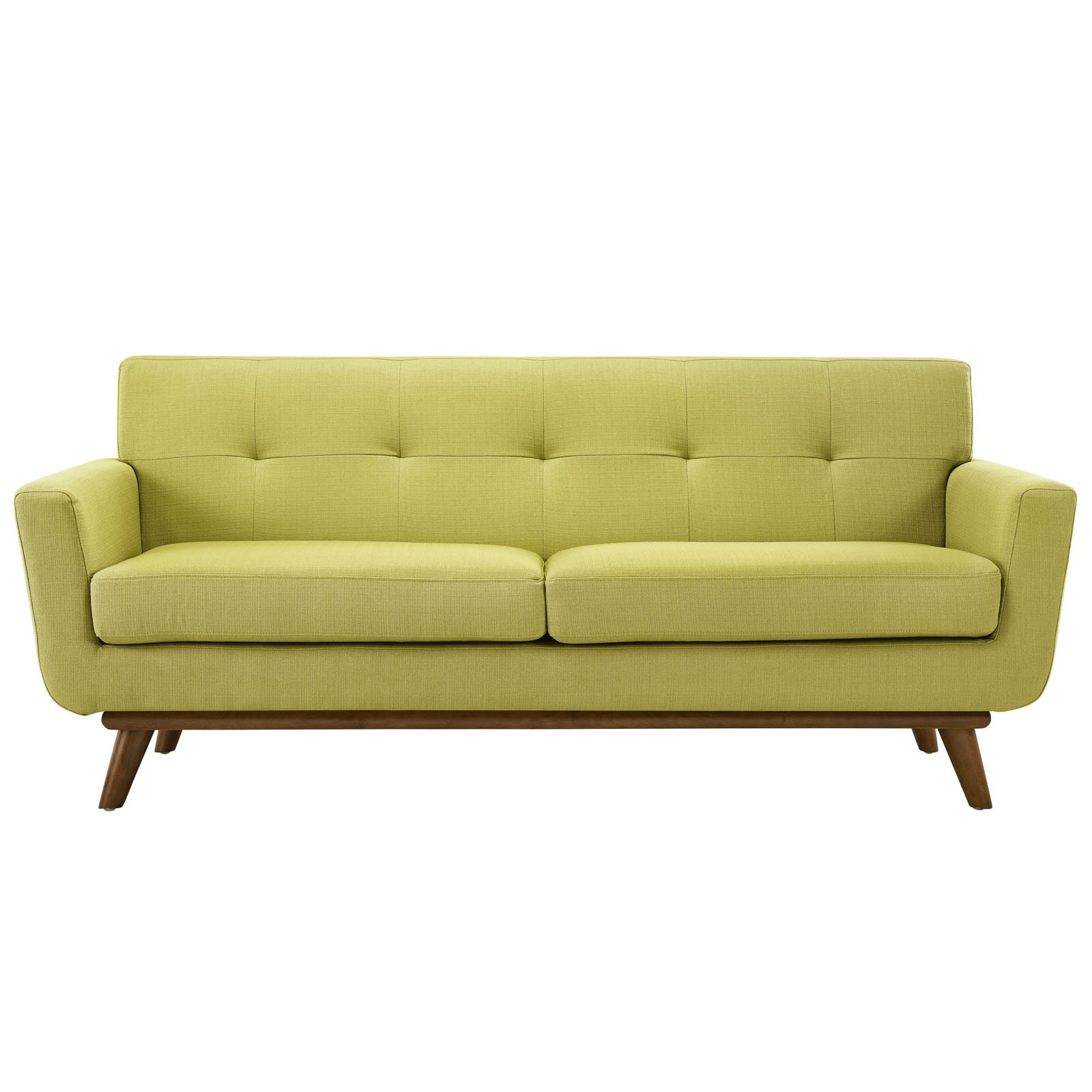 Modway Engage Mid-Century Modern Upholstered Fabric Loveseat in Wheatgrass